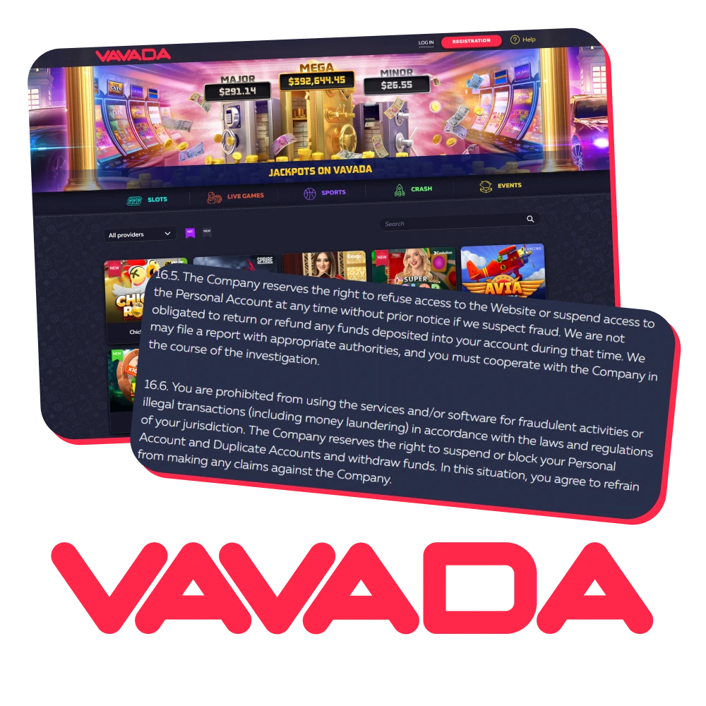 Vavada prevents all fraudulent activities on its platform.