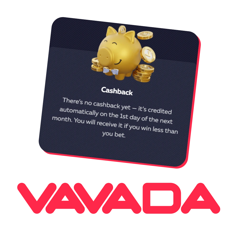 Get cashback every month after you sign up on the Vavada website.