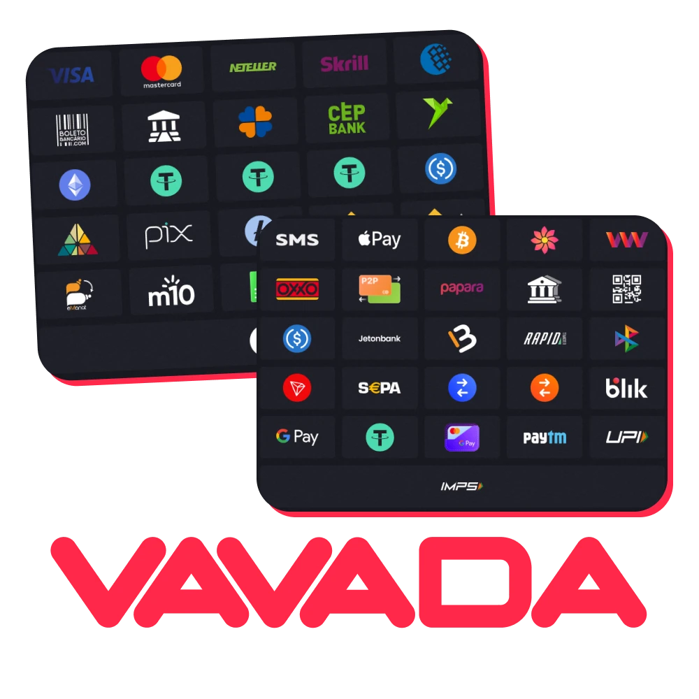 Check out the payment methods available at Vavada.