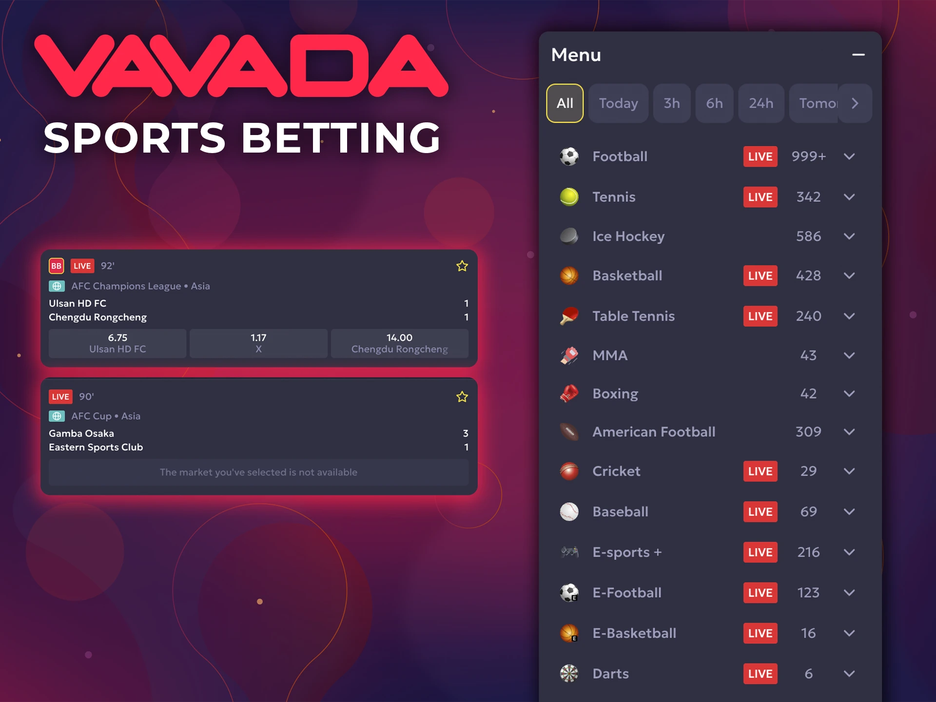 Make predictions and increase your account balance with the Vavada bookmaker.
