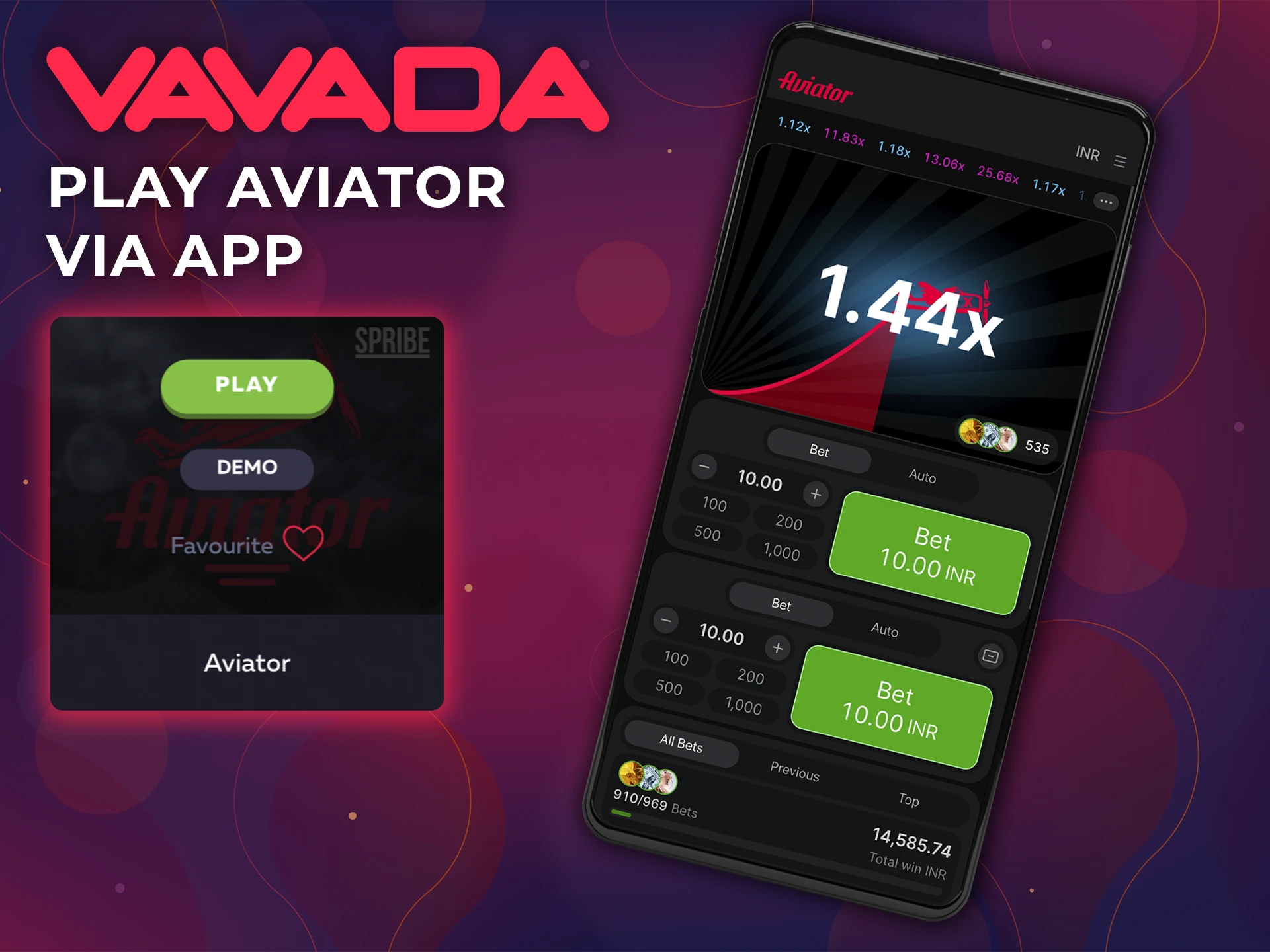 The Aviator game works perfectly and demonstrates high performance in the Vavada application.