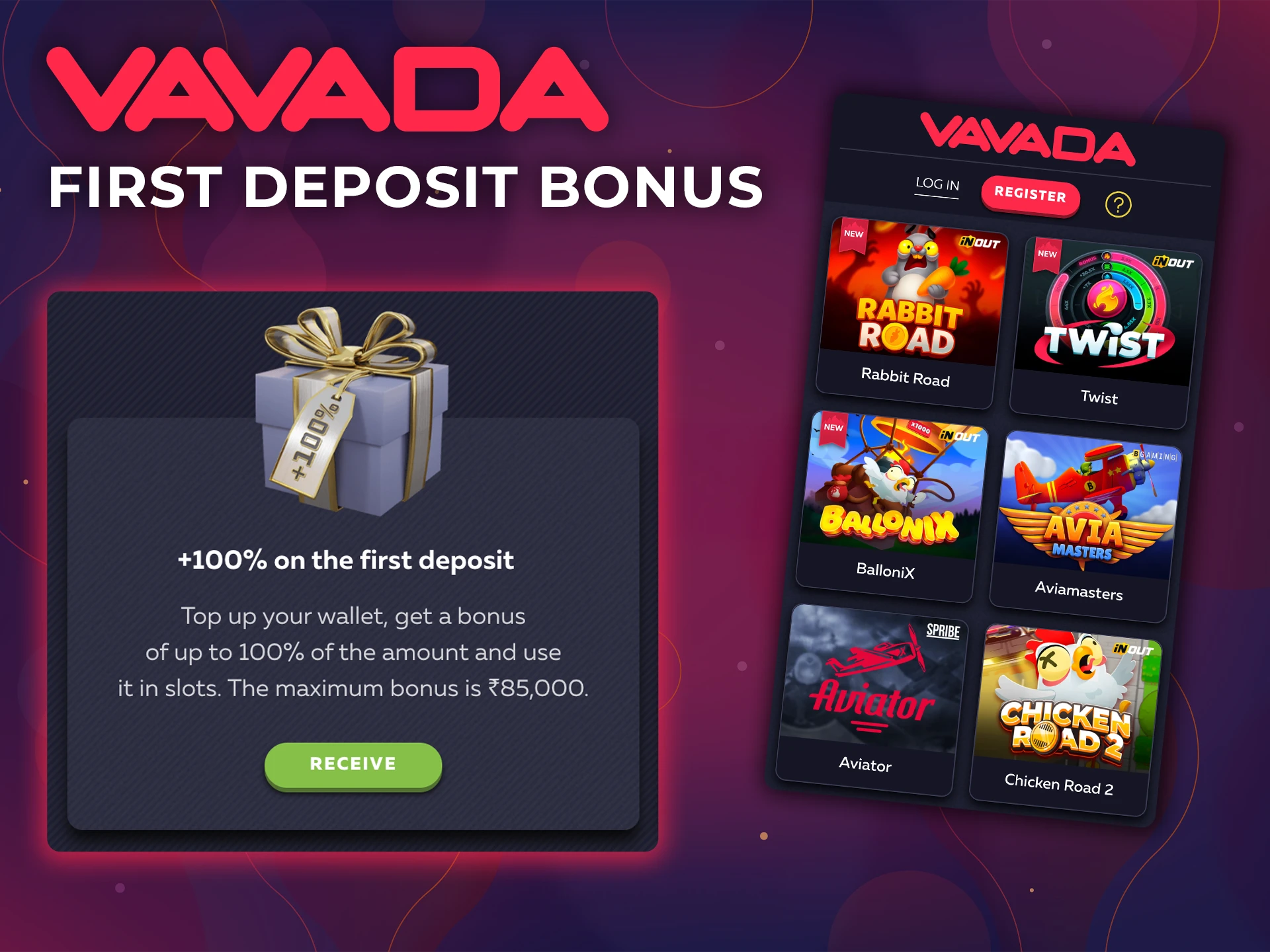 Make a deposit and get the biggest bonus from Vavada Casino.
