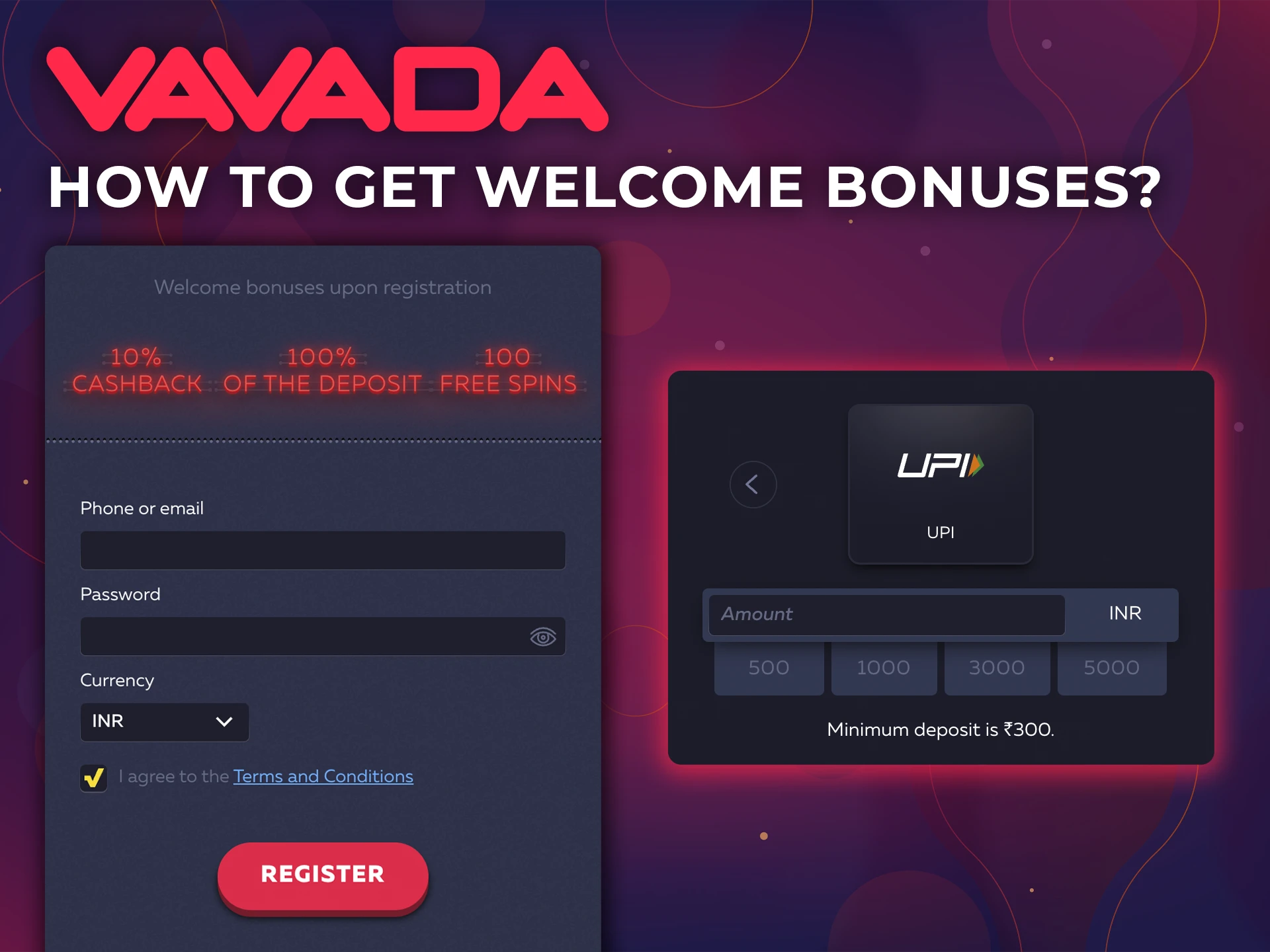 Quick registration at Vavada Casino will help you get your bonus in no time.