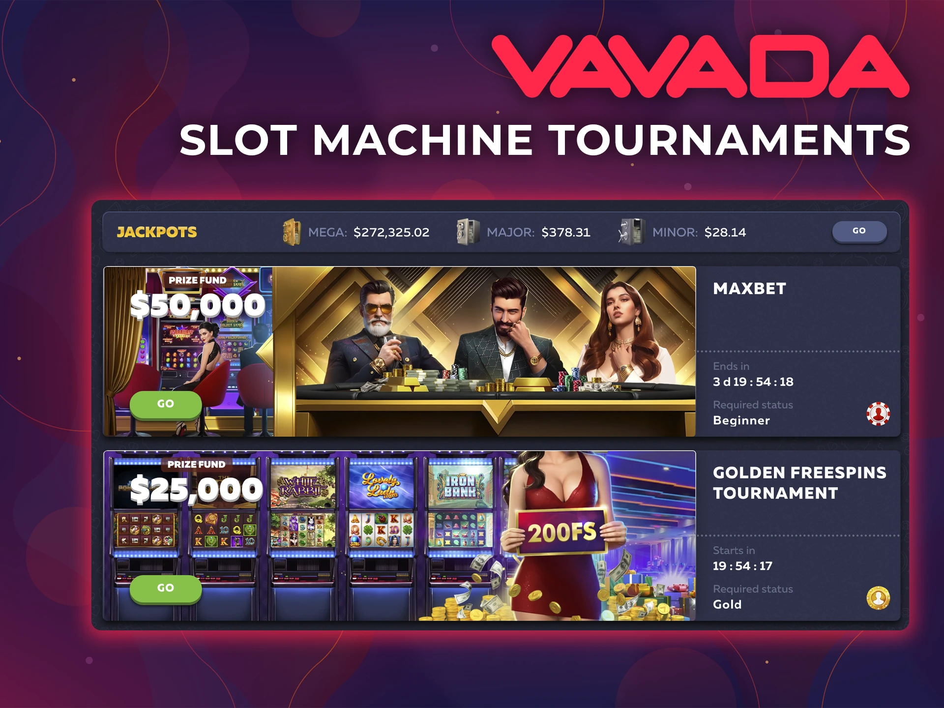 Take first place in tournament events from Vavada Casino.