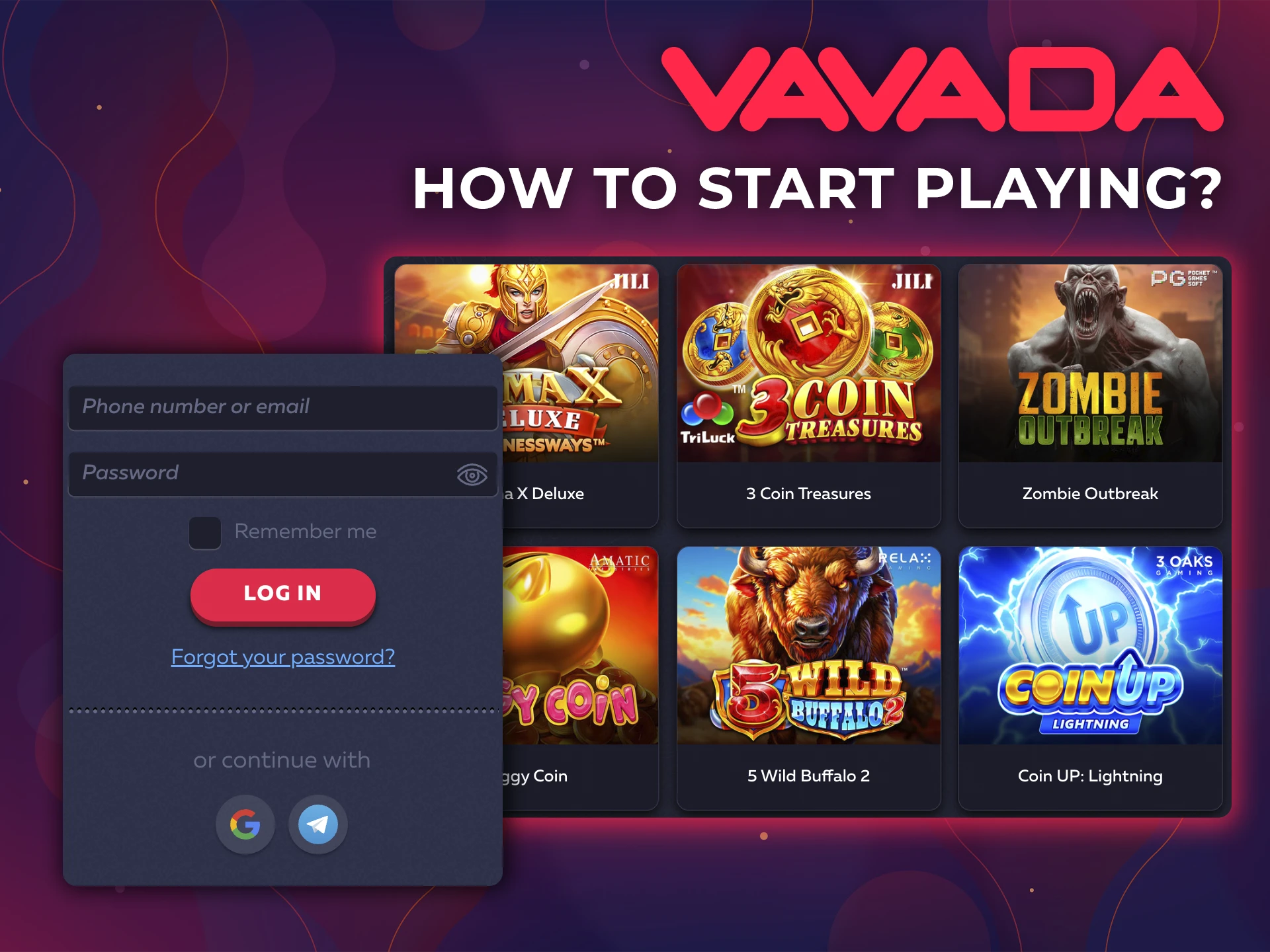 Log in and immerse yourself in the world of gambling at Vavada Casino.