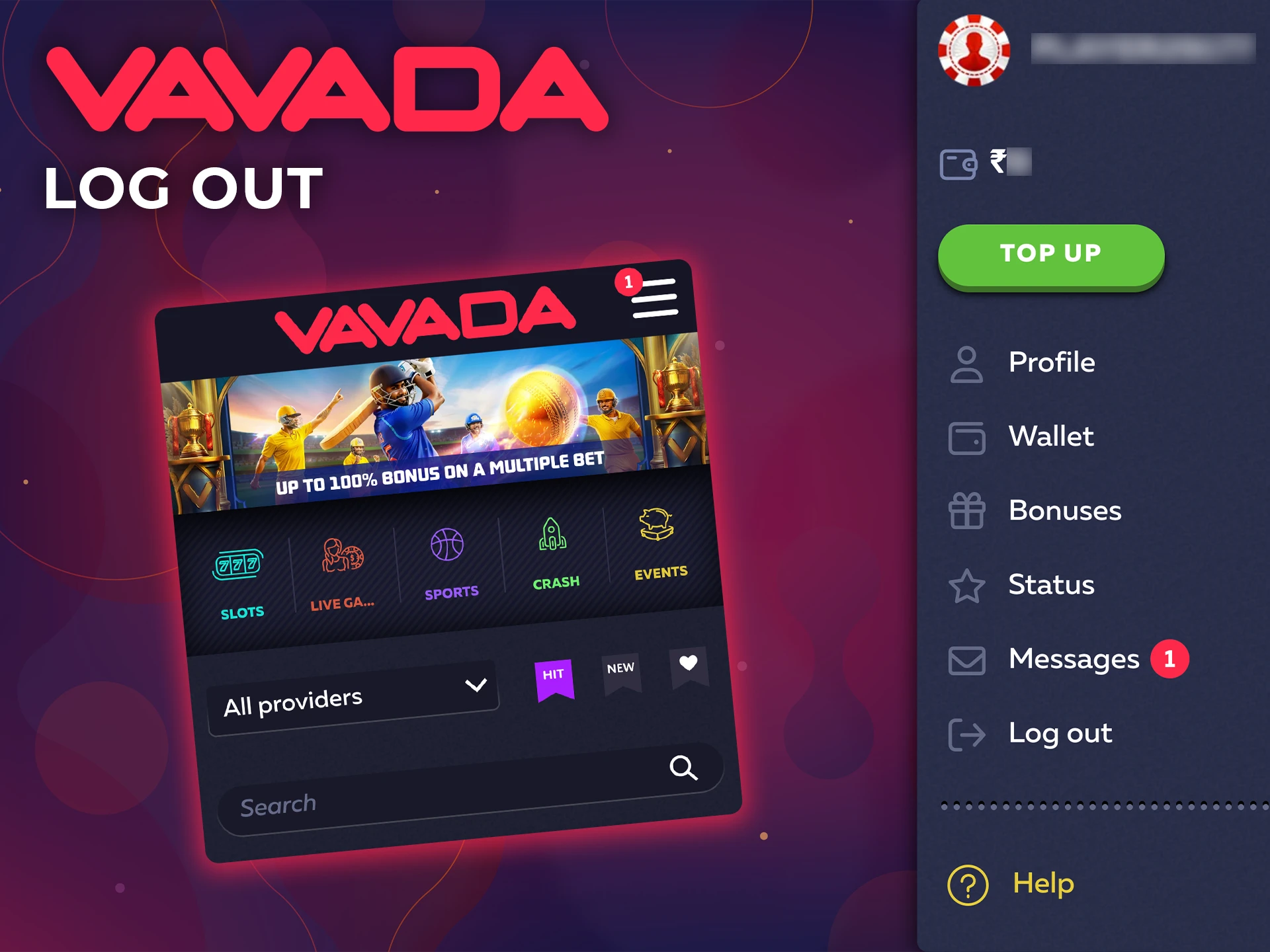Use the instructions to log out of Vavada Casino.