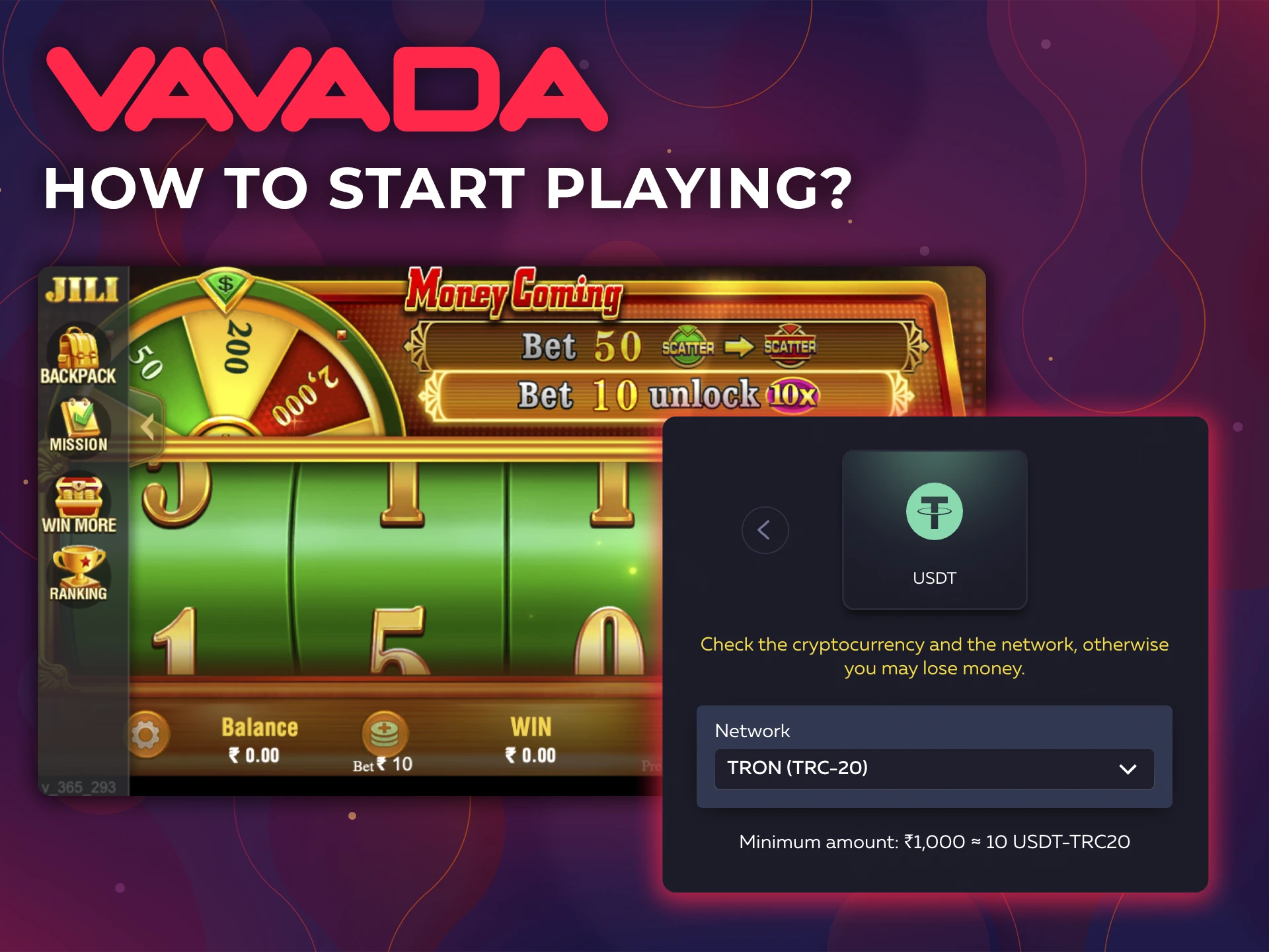 Select the slot game you are interested in and place your first bet on the Vavada website.