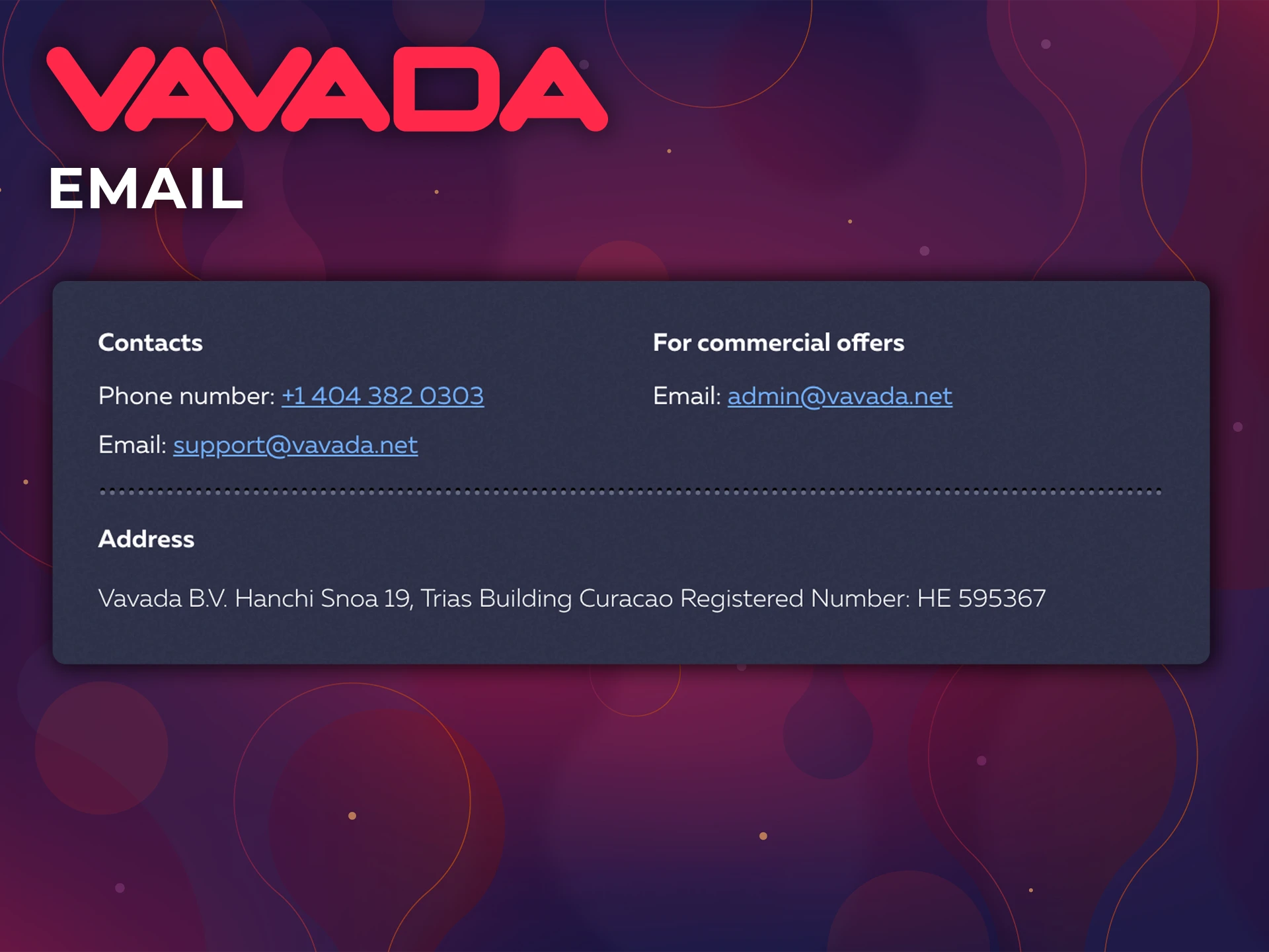 Email is a great way to get quick and high-quality assistance from Vavada Casino.